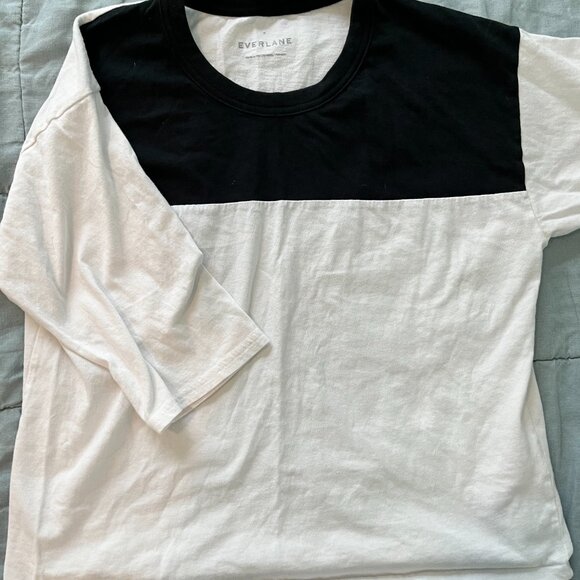 Black/White Cropped Everlane Cotton TShirt - Picture 3 of 4
